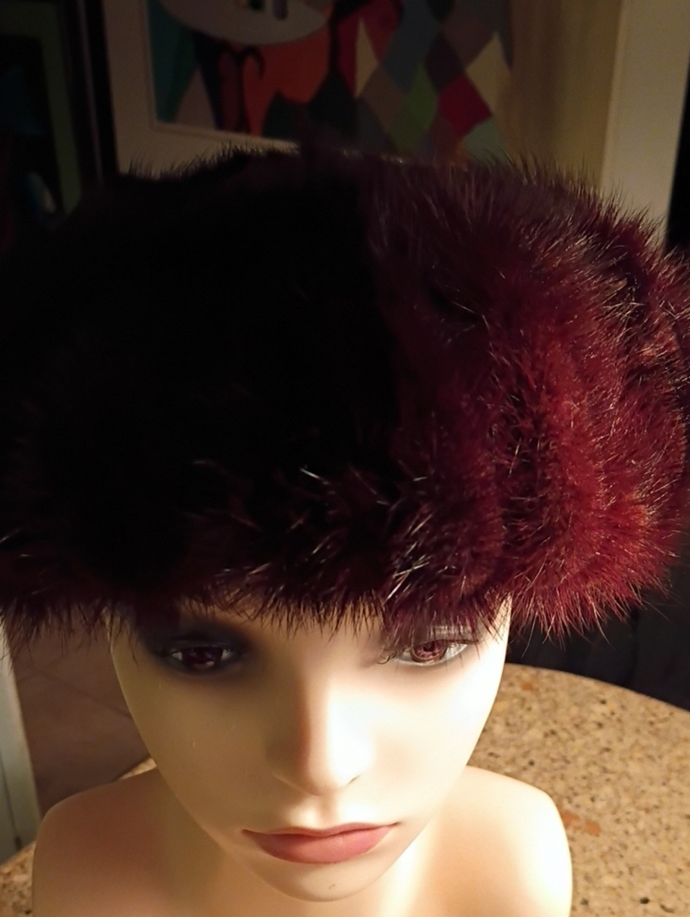 Plush Burgundy Faux Fur Headband - Women Accessories